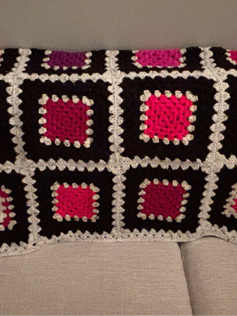 Hand Crocheted Granny Square Bedcover Throw Afghan Granny-core Cottage-core